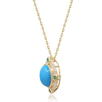 myGemma Yellow Gold Turquoise and Diamond Pendant 2