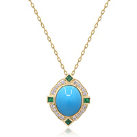 myGemma Yellow Gold Turquoise and Diamond Pendant 4