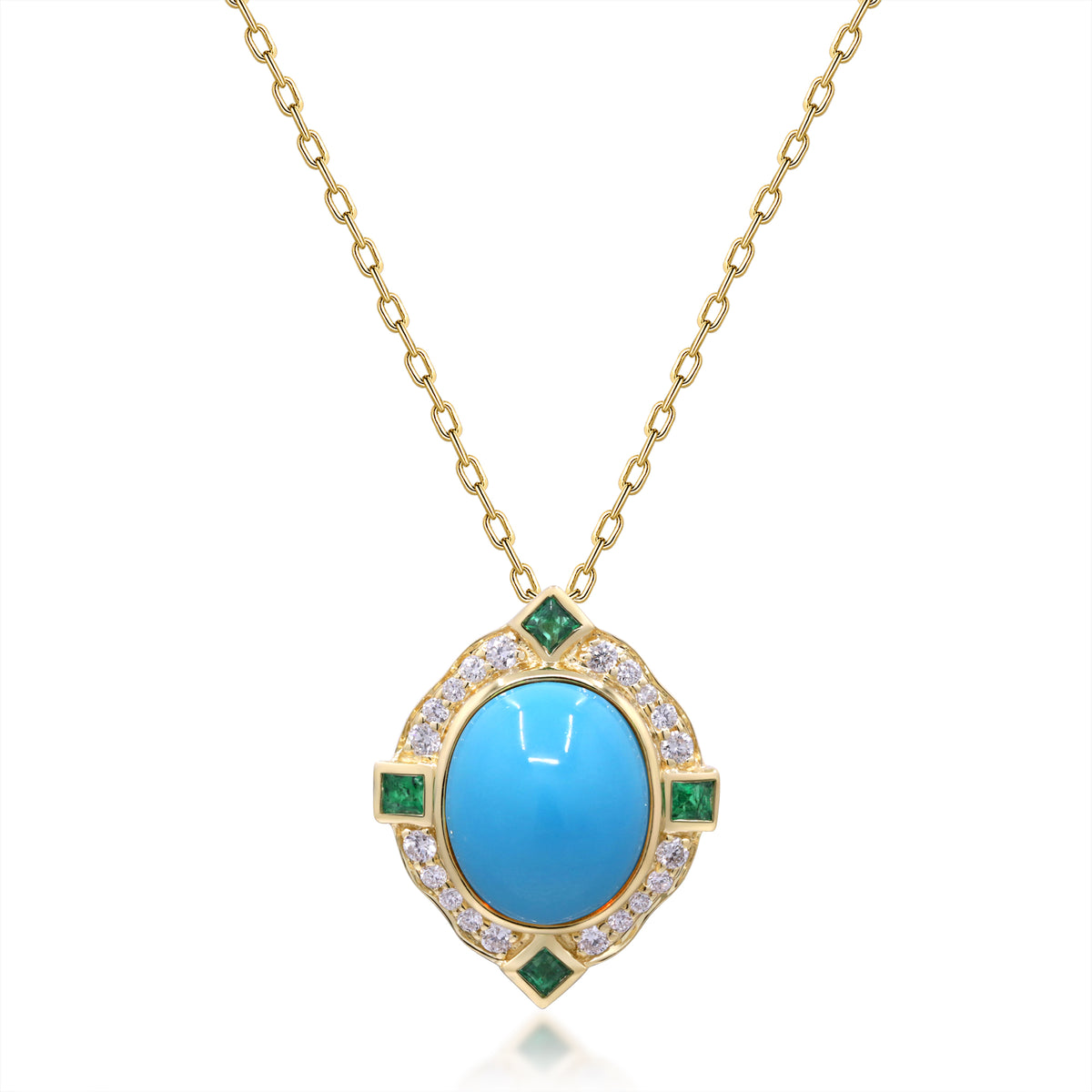 myGemma Yellow Gold Turquoise and Diamond Pendant 4