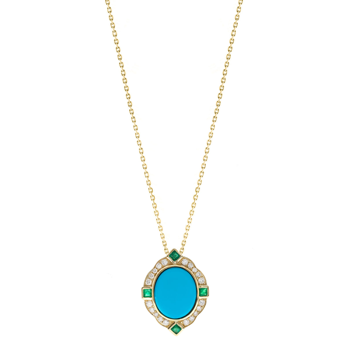 myGemma Yellow Gold Turquoise and Diamond Pendant fv