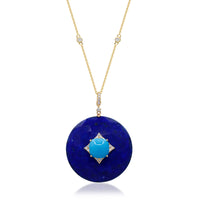 myGemma Yellow Gold Lapis and Diamond Pendant 4