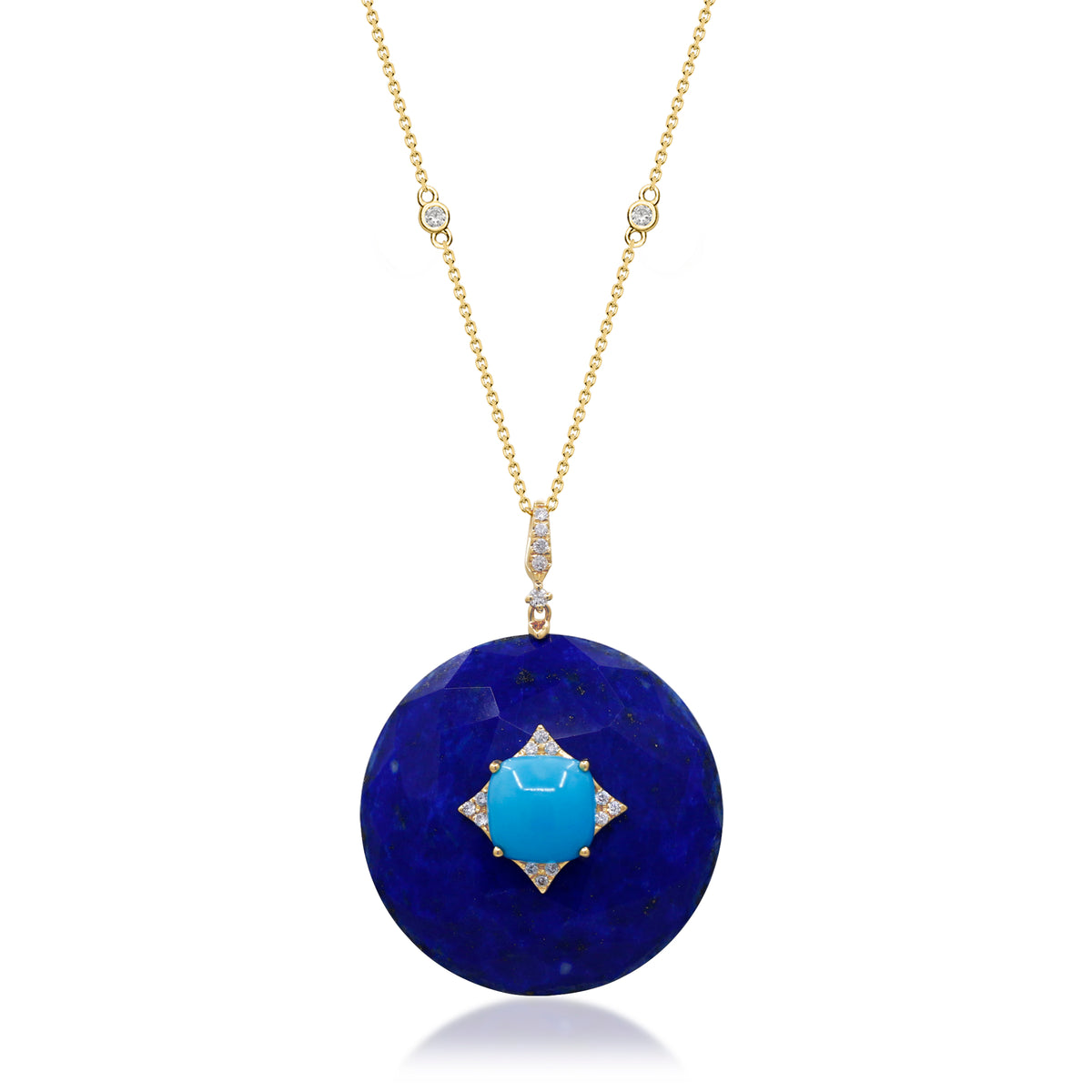 myGemma Yellow Gold Lapis and Diamond Pendant 4