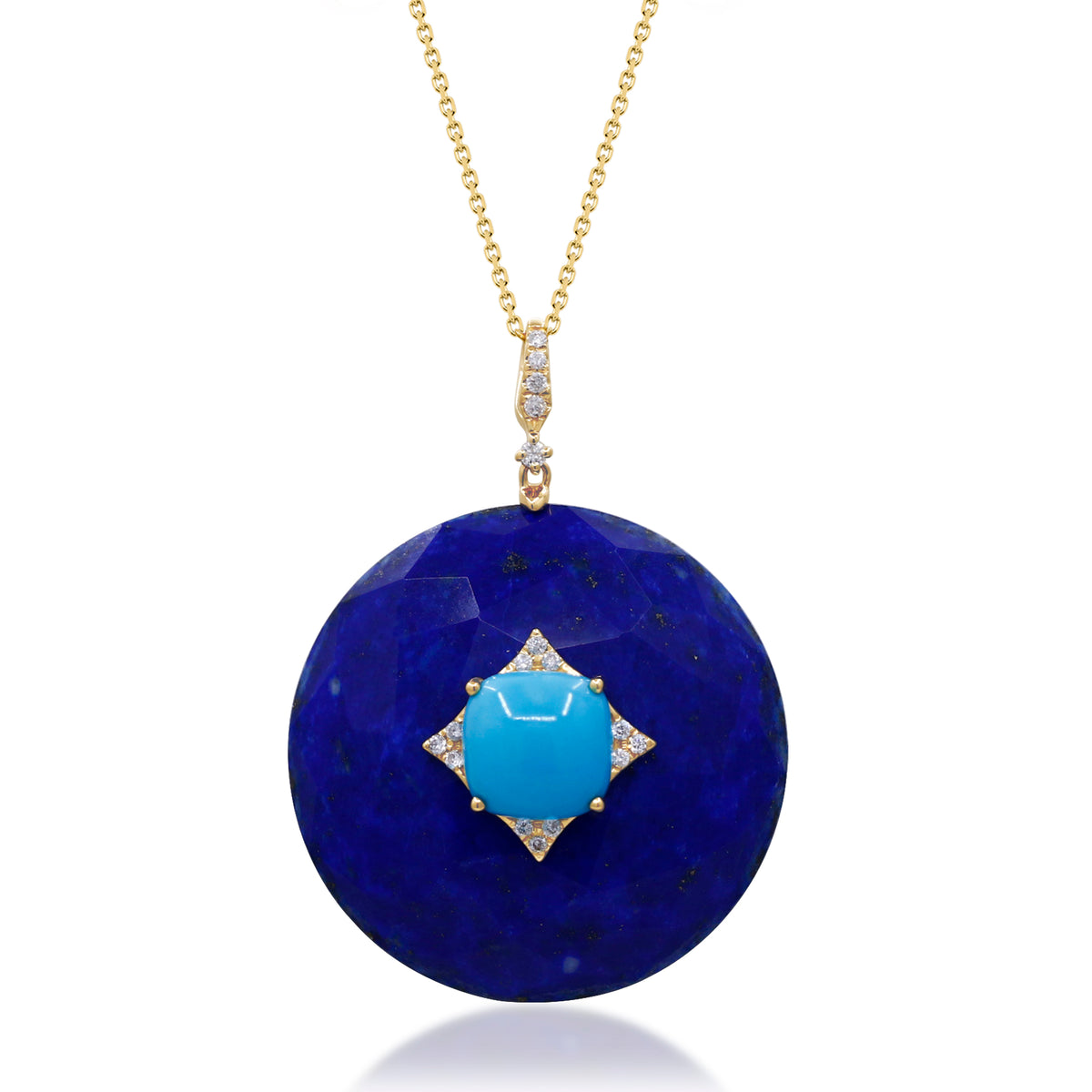 myGemma Yellow Gold Lapis and Diamond Pendant fv