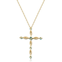 myGemma Yellow Gold Turquoise and Diamond Cross Pendant 2