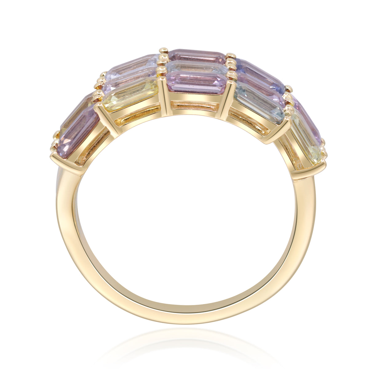 myGemma Yellow Gold Sapphire Rainbow Bypass Ring 2