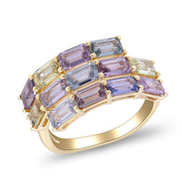 myGemma Yellow Gold Sapphire Rainbow Bypass Ring 4