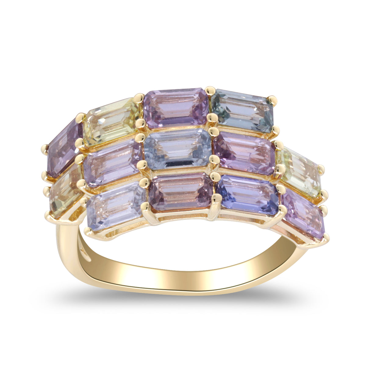 myGemma Yellow Gold Sapphire Rainbow Bypass Ring 5