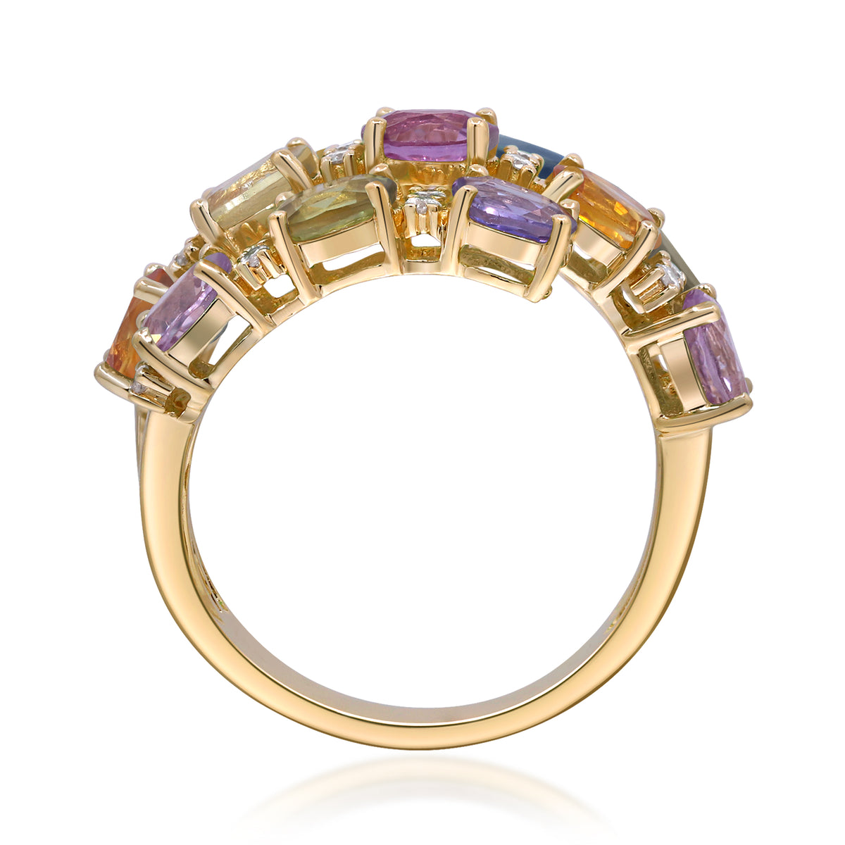 myGemma Yellow Gold Sapphire and Diamond Rainbow Bypass Ring 4