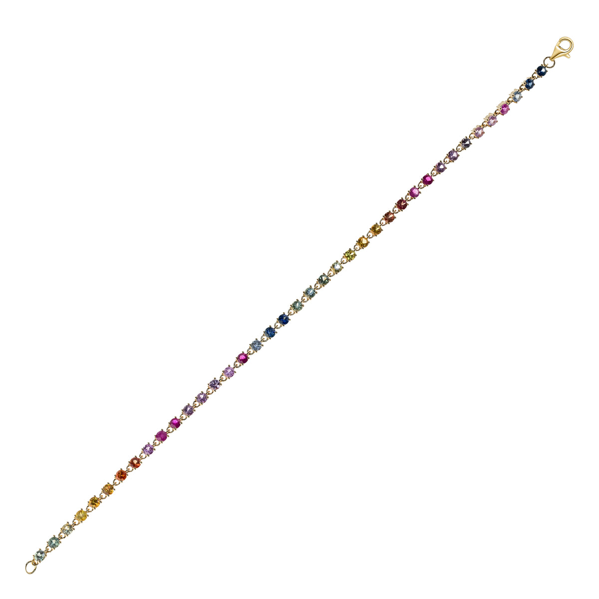 myGemma Yellow Gold Sapphire Rainbow Tennis Bracelet fv