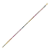 myGemma Yellow Gold Sapphire Rainbow Tennis Bracelet fv
