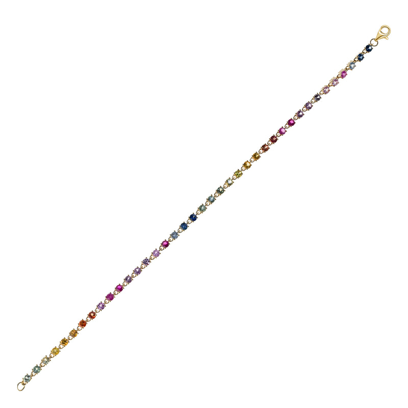 myGemma Yellow Gold Sapphire Rainbow Tennis Bracelet fv