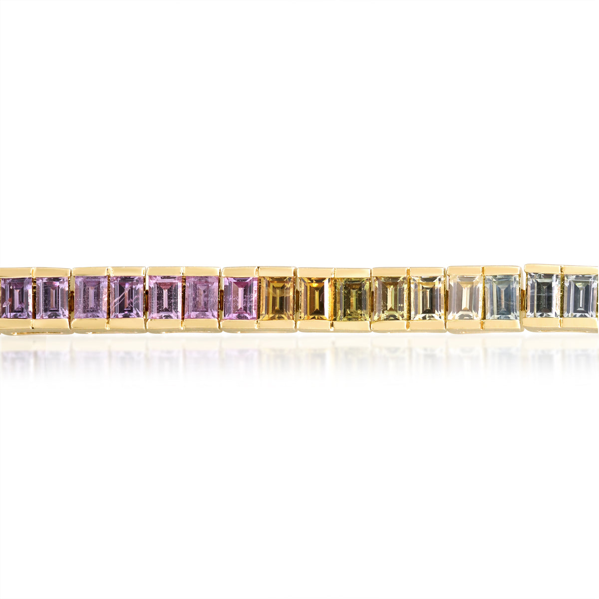 myGemma Yellow Gold Sapphire Rainbow Tennis Bracelet 2