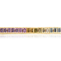 myGemma Yellow Gold Sapphire Rainbow Tennis Bracelet 2