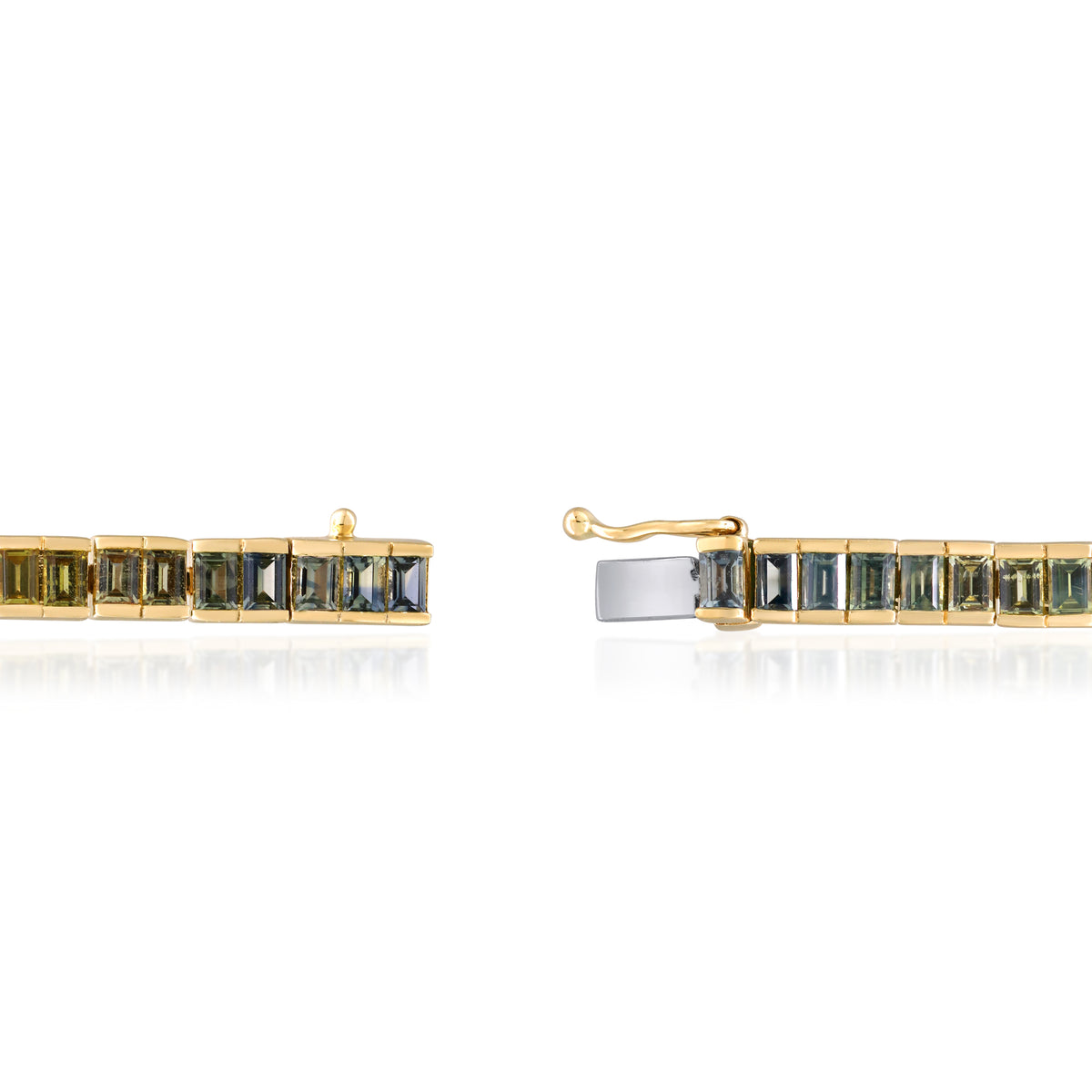 myGemma Yellow Gold Sapphire Rainbow Tennis Bracelet 3