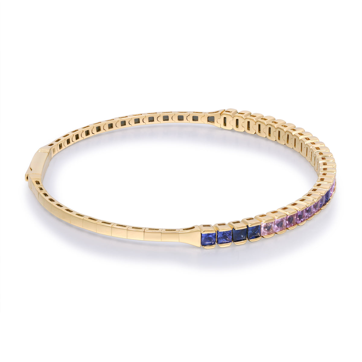 myGemma Yellow Gold Sapphire Rainbow Flexible Bangle Bracelet 3