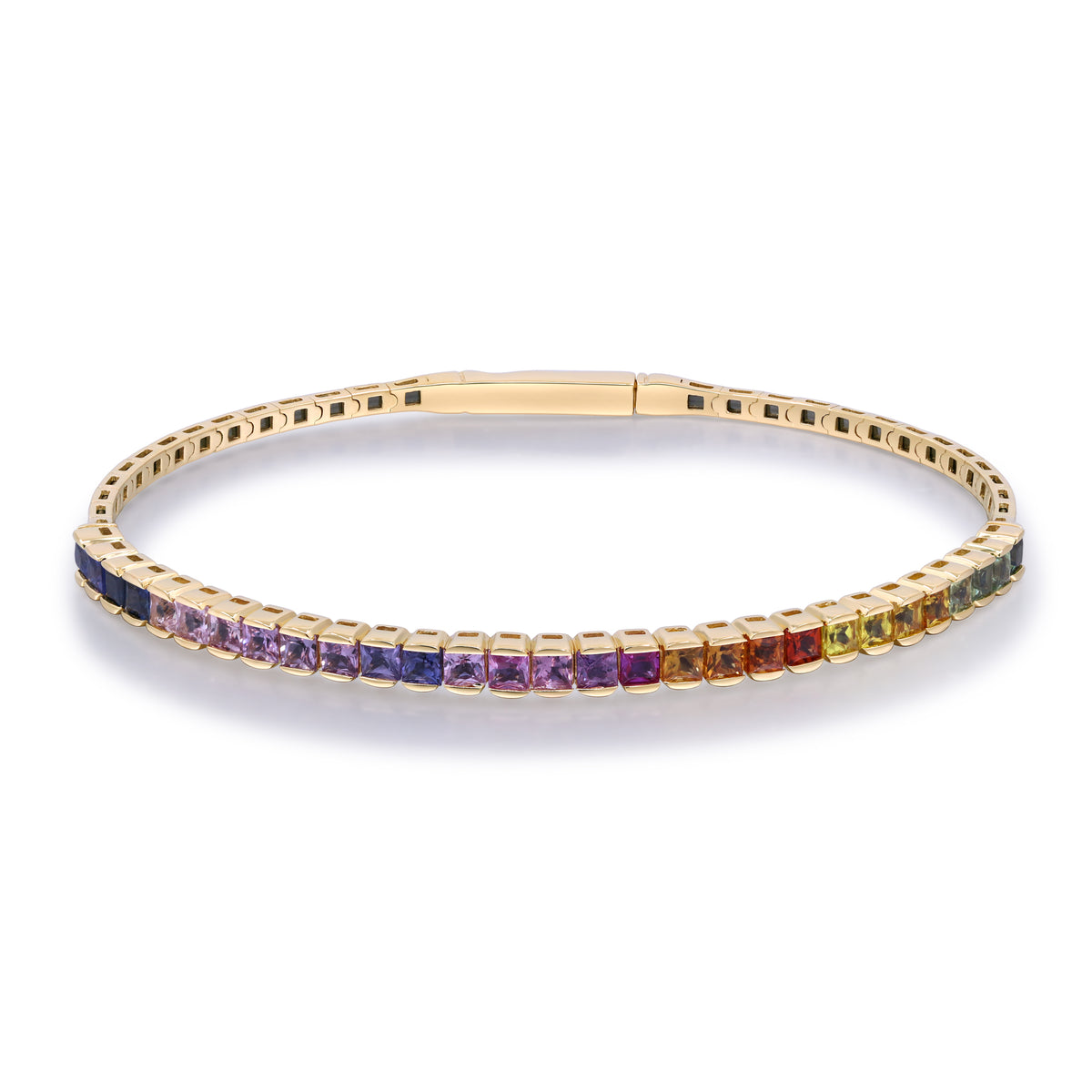 myGemma Yellow Gold Sapphire Rainbow Flexible Bangle Bracelet fv