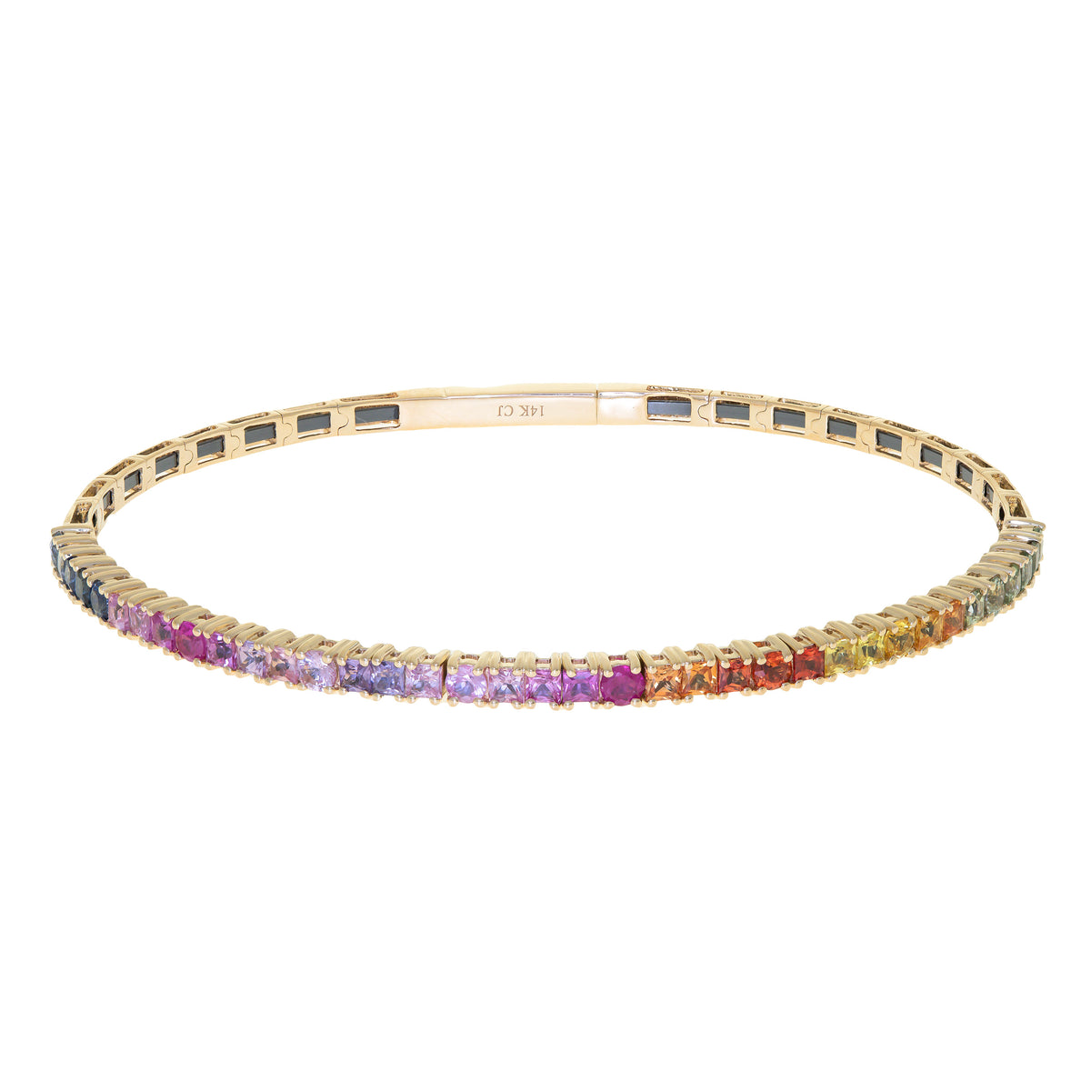 myGemma Yellow Gold Sapphire Rainbow Flexible Bangle Bracelet fv