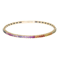myGemma Yellow Gold Sapphire Rainbow Flexible Bangle Bracelet fv