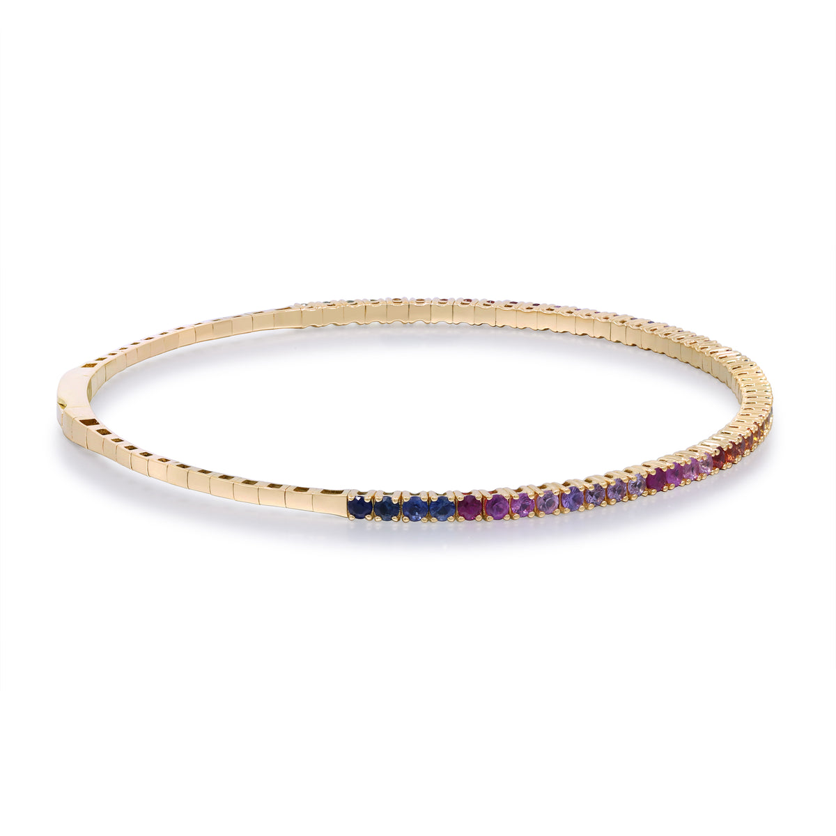 myGemma Yellow Gold Sapphire Rainbow Flexible Bangle Bracelet 2