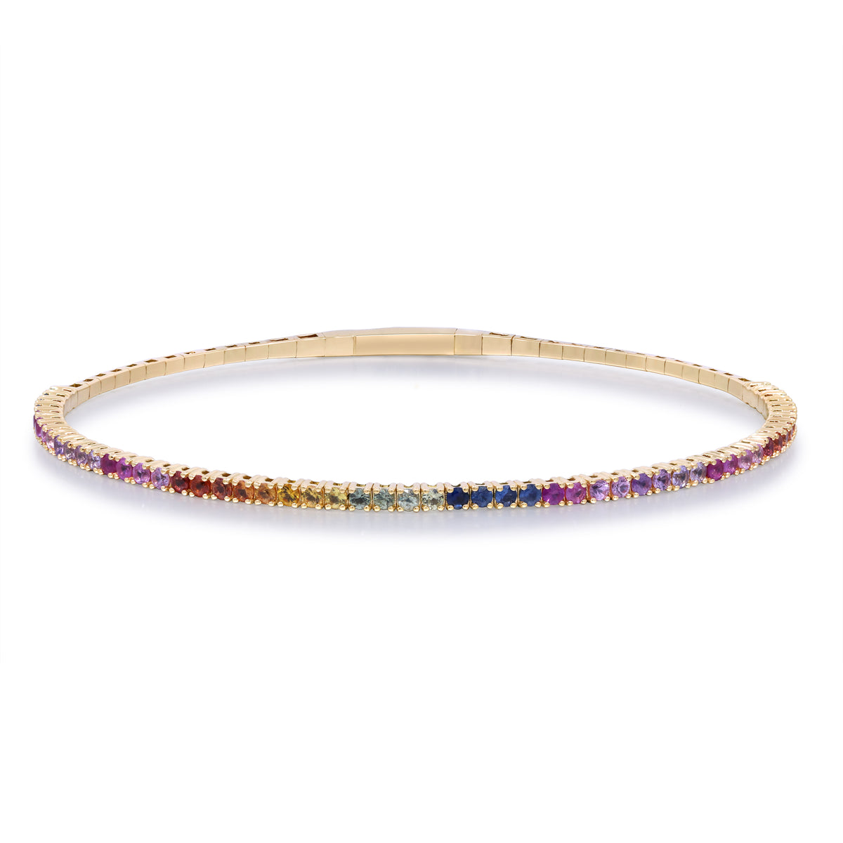 myGemma Yellow Gold Sapphire Rainbow Flexible Bangle Bracelet fv