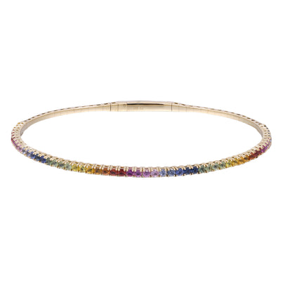 myGemma Yellow Gold Sapphire Rainbow Flexible Bangle Bracelet fv