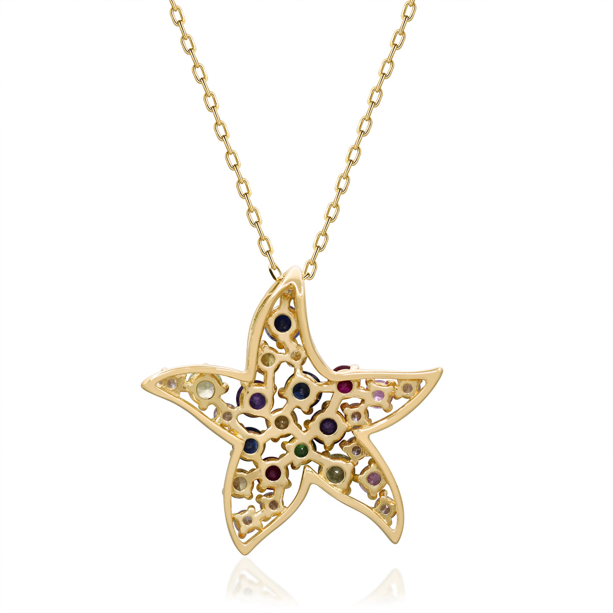 myGemma Yellow Gold Sapphire and Diamond Starfish Pendant 3