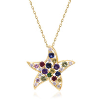 myGemma Yellow Gold Sapphire and Diamond Starfish Pendant fv