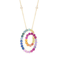 myGemma Yellow Gold Sapphire and Diamond Double Loop Pendant fv