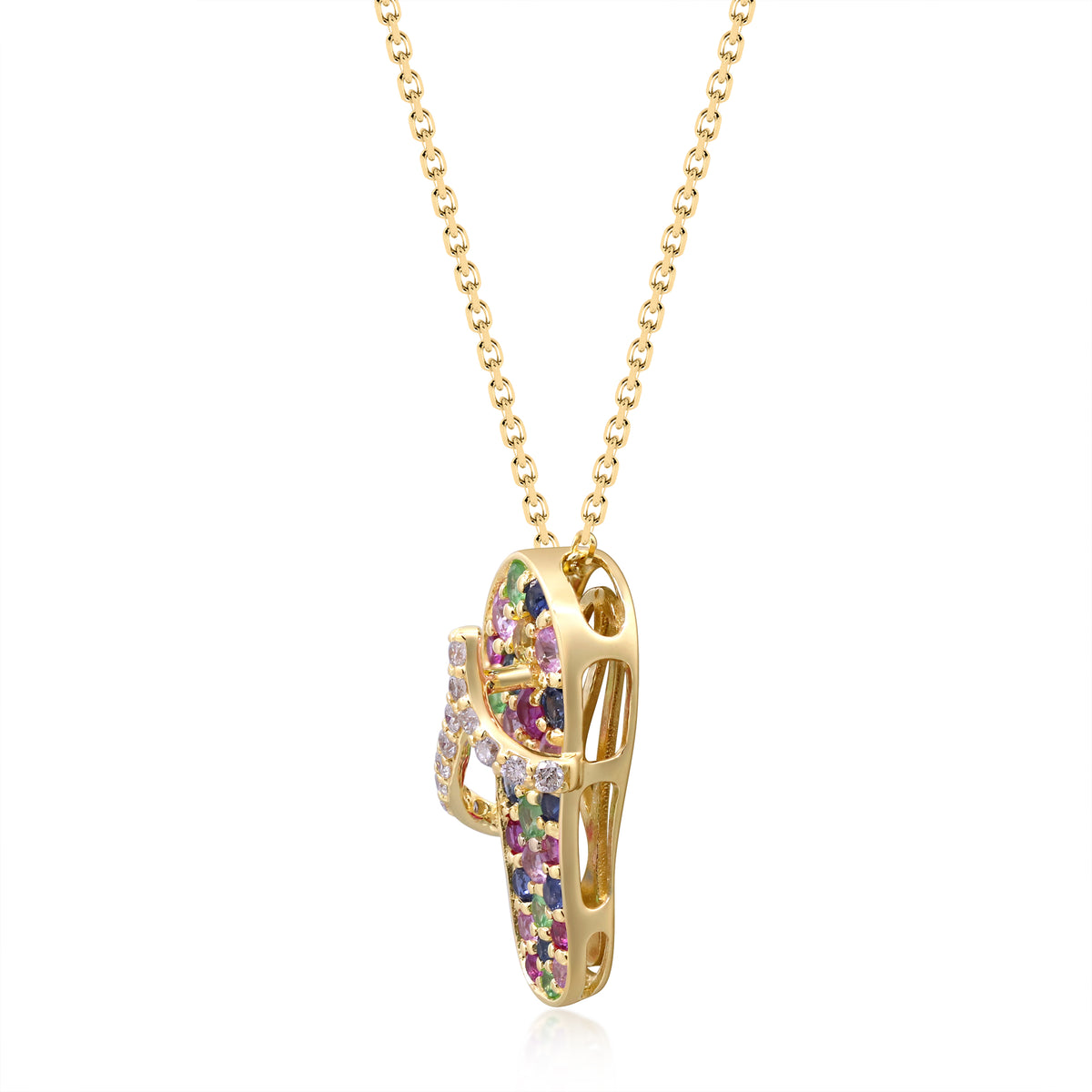 myGemma Yellow Gold Sapphire and Diamond Flip Flop Pendant 3