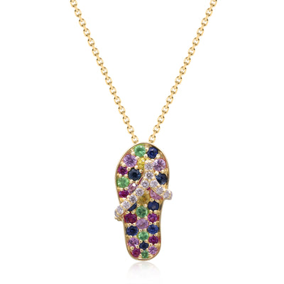 myGemma Yellow Gold Sapphire and Diamond Flip Flop Pendant fv