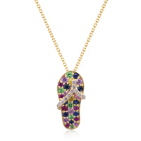myGemma Yellow Gold Sapphire and Diamond Flip Flop Pendant fv
