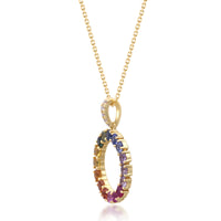 myGemma Yellow Gold Rainbow Sapphire Circle Pendant 2