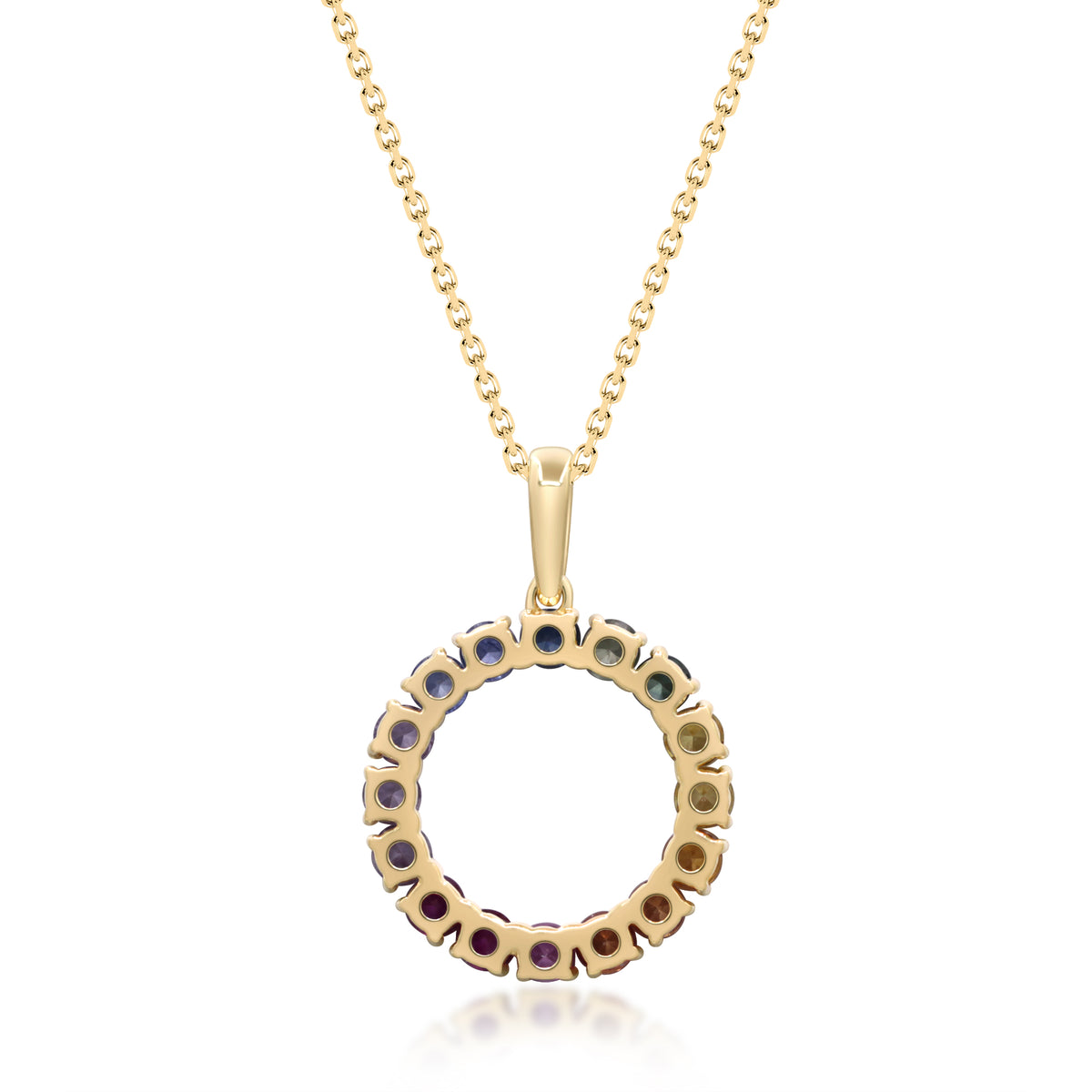 myGemma Yellow Gold Rainbow Sapphire Circle Pendant 3