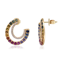 myGemma Yellow Gold Sapphire and Diamond Swirl Earrings sv