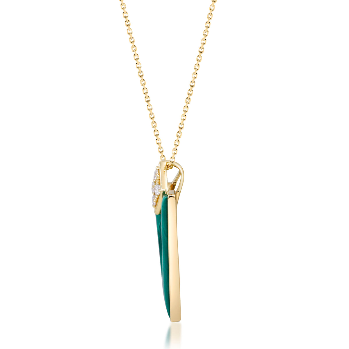 myGemma Yellow Gold Malachite and Diamond V Pendant 2