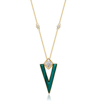 myGemma Yellow Gold Malachite and Diamond V Pendant fv