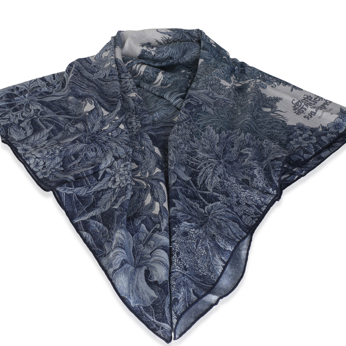 Hermès Gris Chine Marine Cashmere Silk All'Orto Botanico di Palermo Shawl 140 3