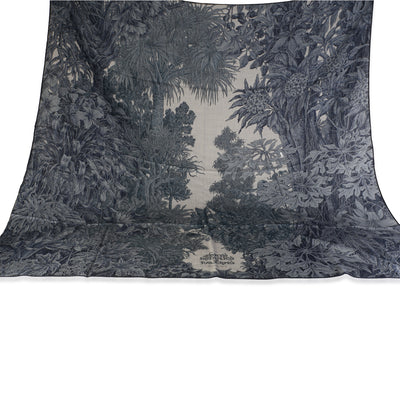 Hermès Gris Chine Marine Cashmere Silk All'Orto Botanico di Palermo Shawl 140 fv