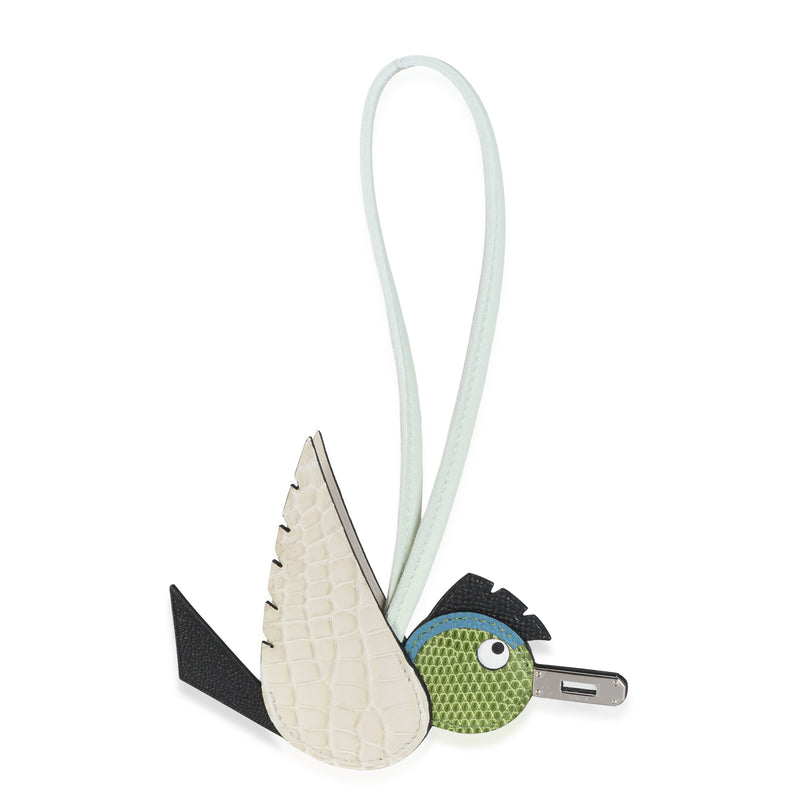 Hermès Beton Black Pelouse Vert Fizz Matte Alligator Chevre Lizard Birdy Charm fv