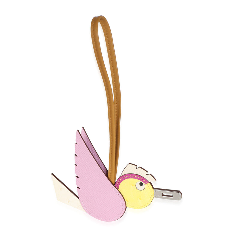 Hermès Mauve Sylvestre Nata Jaune Sesame Ostrich Epsom Swift Birdy Charm fv