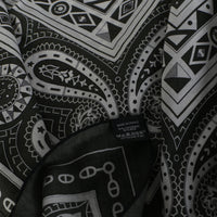 Hermès Kaki Blanc Noir Cashmere Silk Cheval De Coeur Bandana Shawl 140 3