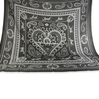 Hermès Kaki Blanc Noir Cashmere Silk Cheval De Coeur Bandana Shawl 140 fv