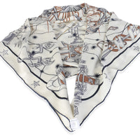 Hermès Blanc Bleu Marine Beige Rose Silk Cashmere Chorus Stellarum Shawl 140 2
