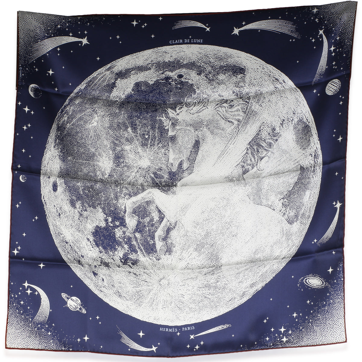 Hermès Marine Blanc Bordeaux Silk Clair De Lune Scarf 70 fv