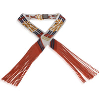 Hermès Creme Alezan Anthracite Silk Jumping Fringe Twilly 4