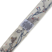 Hermès Creme Gris Perle Multicolore Silk Lambskin Les Cles A Pois Fringe Twilly 4