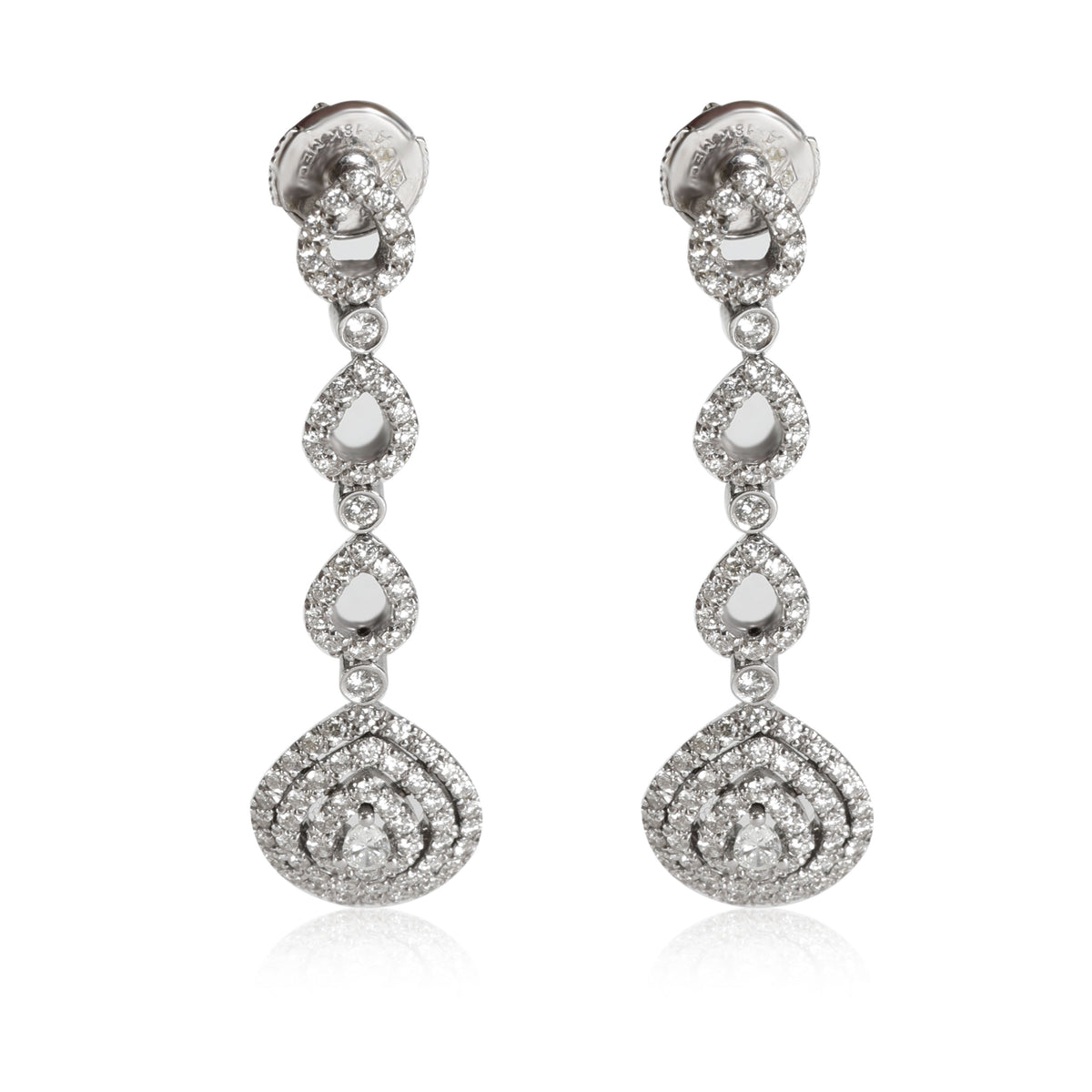 myGemma Oliva Triple Halo Pear Shape Drop Earrings in 18K White Gold 1.89 Ctw fv