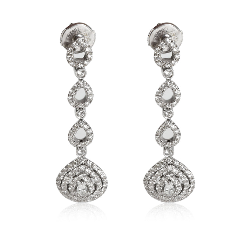 myGemma Oliva Triple Halo Pear Shape Drop Earrings in 18K White Gold 1.89 Ctw fv