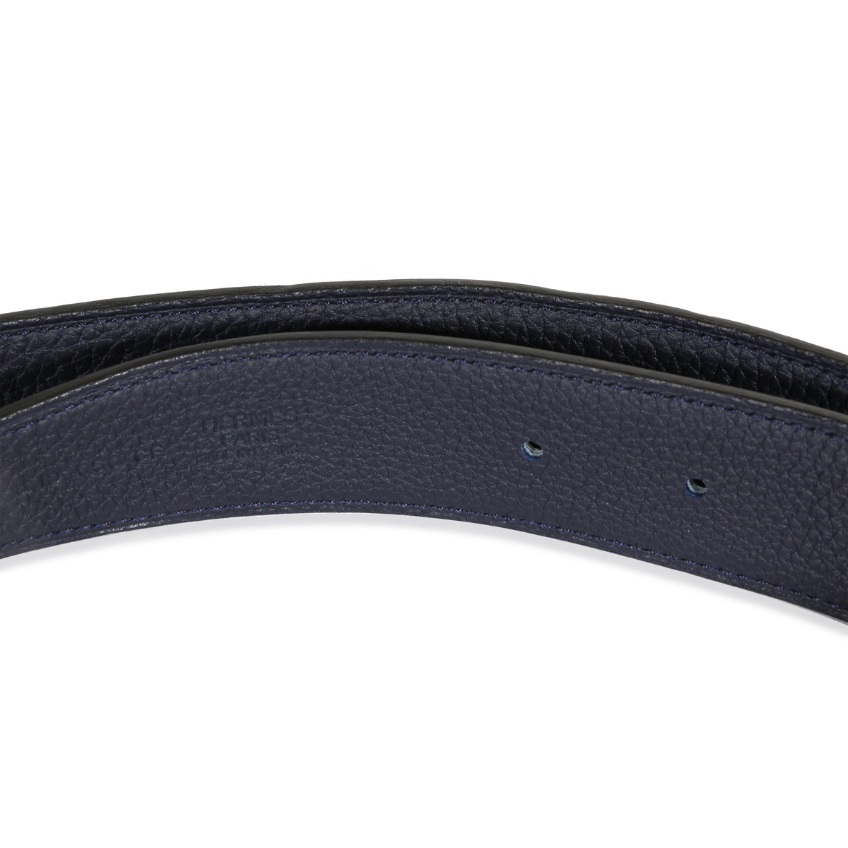 Hermès Black 135 & Bleu Nuit Togo Reversible 32mm Belt Strap stamp