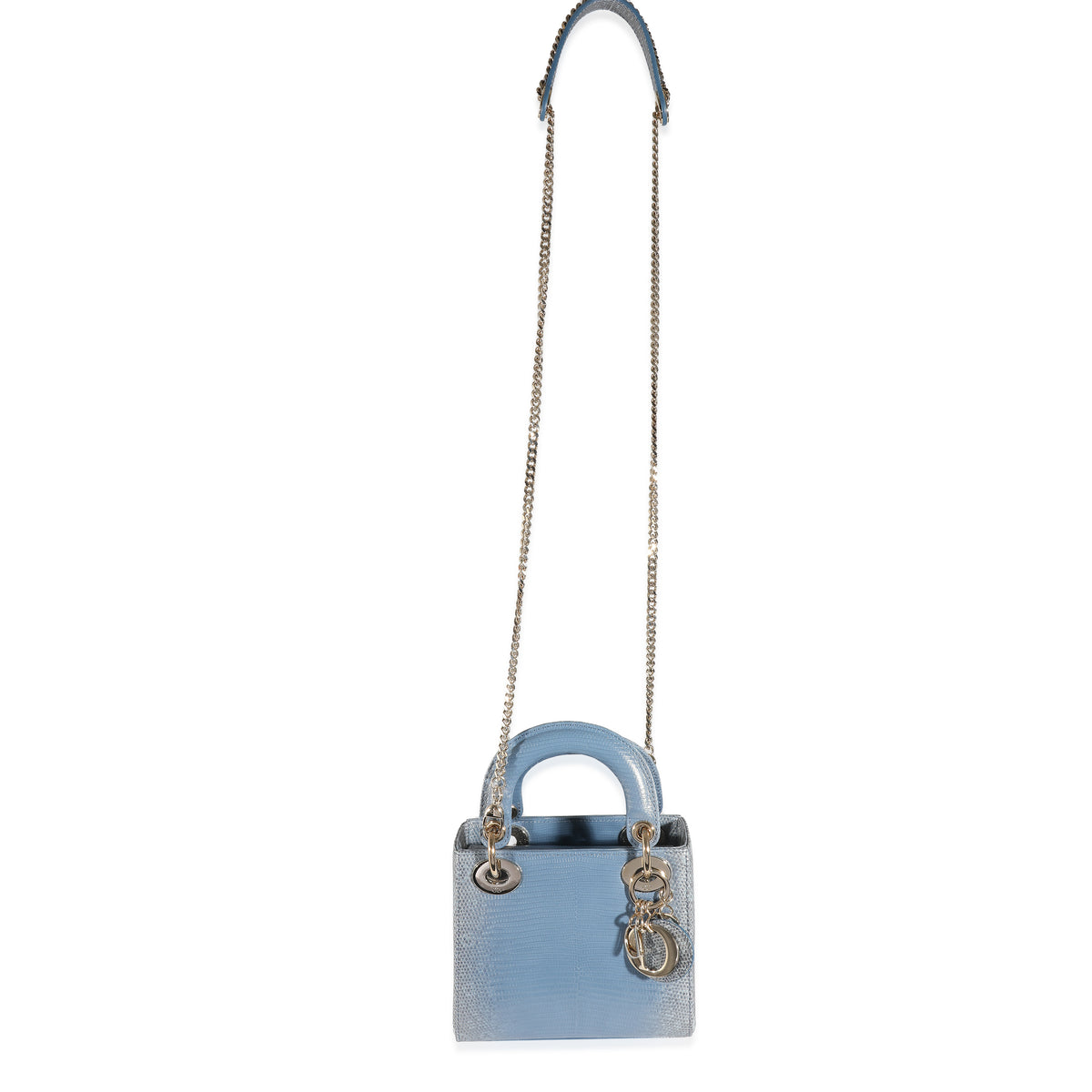 Christian Dior Blue Ombre Lizard Mini Lady Dior Handbag bv